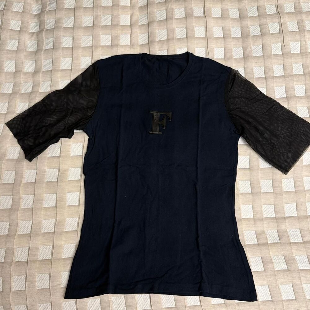 Gianfranco-ferre Women's Navy and Black T-shirt